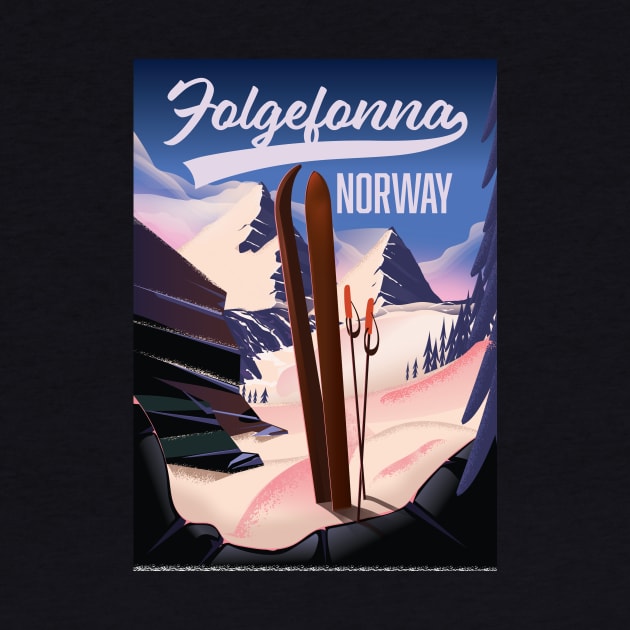 Folgefonna norway ski travel poster by nickemporium1